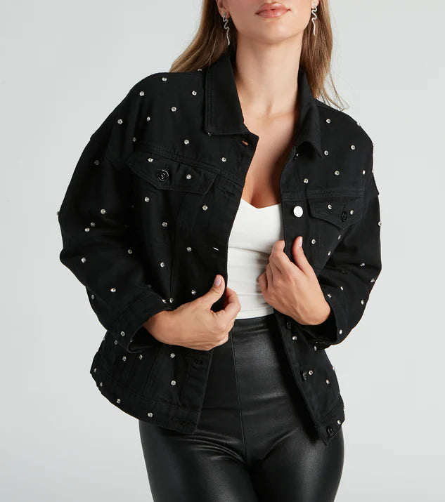 Chaqueta Denim Diamantes Bling Calling