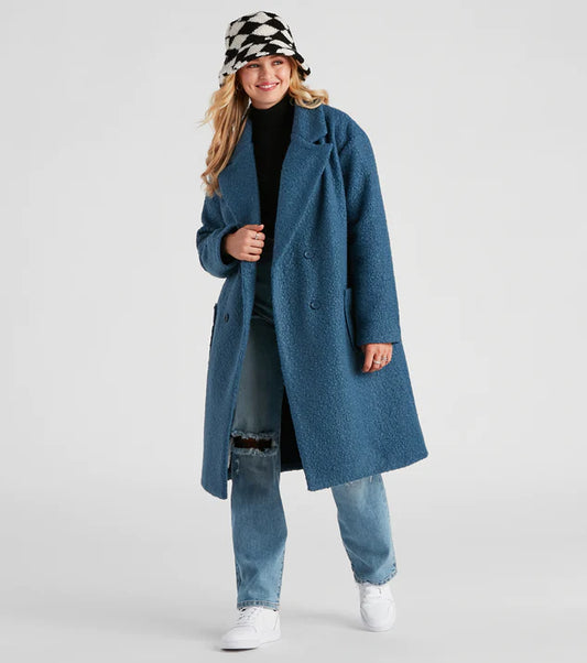 Abrigo Trench Soho Girl Doble Botonadura Azul